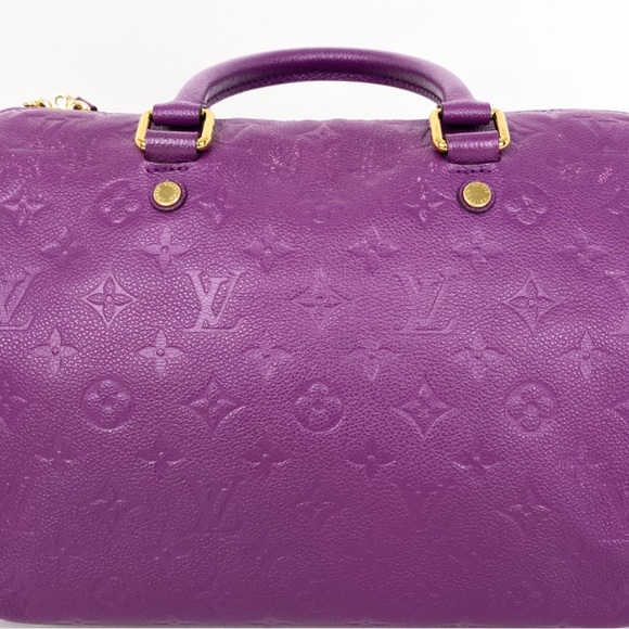 ⭐️ SOLD ⭐️Louis Vuitton Speedy 30 Purple Monogram Empreinte Leather Bandouliere - Picture 2 of 11